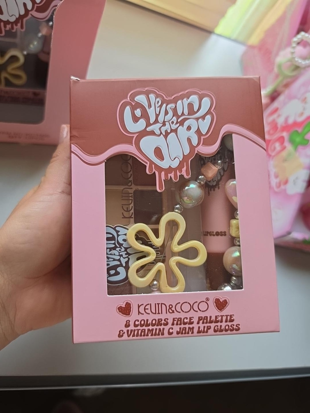 Keuin & Coco Eyeshadow Palette, Lip Gloss & Keychain Set